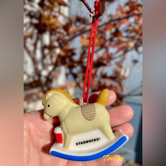 Starbucks Japan 2022 Christmas Holiday Rocking Horse Ceramic Ornament - Picture 2 of 8